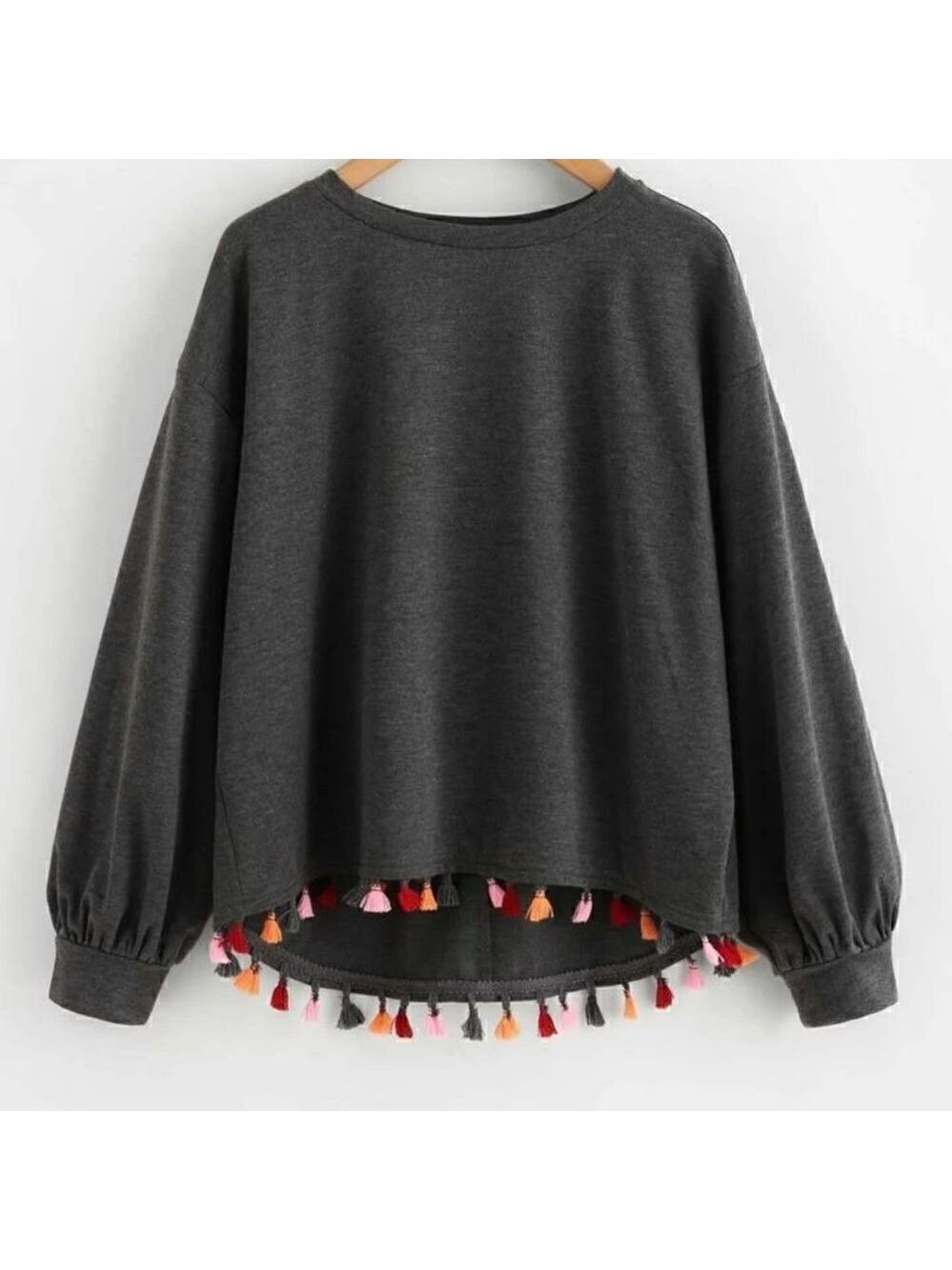 Grey Sweater Tassels